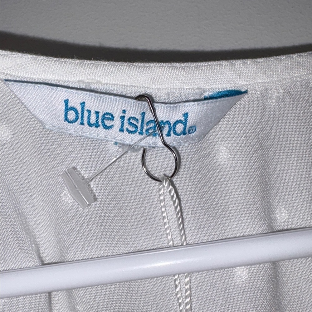 NWT Blue Island Beach White Ruffle Mini Dress Size Medium - Picture 6 of 8